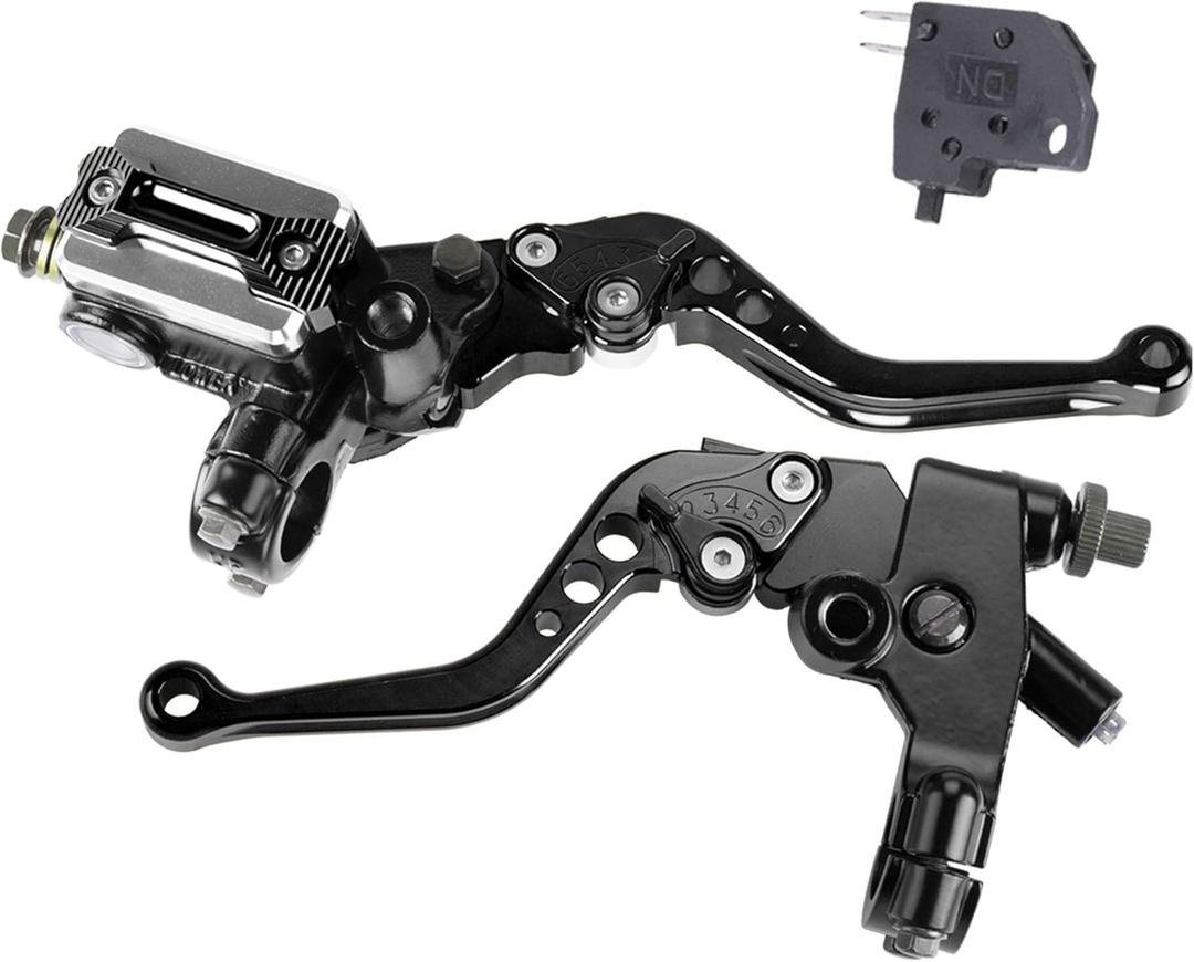 Universal Motorcycle 7/8" 22mm Handlebar Brake Master Cylinder Clutch Lever CNC Left & Right Set Compatible with Harley Honda Kawasaki Suzuki Yamaha Piston Diameter 12.7mm(Black)