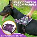 Neck Padded Service Dog Vest Harness and Leash Set, No Pull Adjustable Service Pet Harness with 8 Dog Patches, Reflective in Training Easy Control Pet Vest with 5ft Dog Leash for Medium & Large Dogs (Purple)