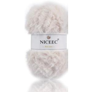 NICEEC 1 Skeins Faux Fur Yarn Super Soft, Chunky & Fluffy, Eyelash Yarn for Crochet & Knitting (Total Length 70yds,3.53oz) - White