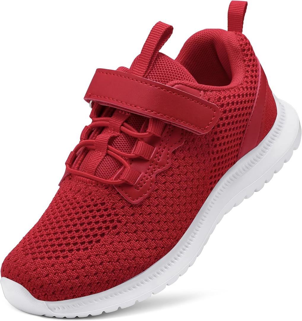 RUNSIDE Kids Shoes, Boys Girls Sneakers Lightweight Athletic Walking/Running Tennis Shoes(Toddler/Little Kid/Big Kid) (Red)