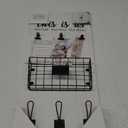 Classic Wrought Iron Grid Style Key Holder Wall Mount with an Open Wooden Display Shelf, Easy Assembly and Installation, Matte Black Finish, Equipped with 3 Heavy Duty Metal Hooks