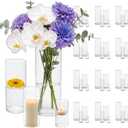 Sandraheer 48 Pack Clear Glass Cylinder Vases for Wedding Centerpiece Decor
