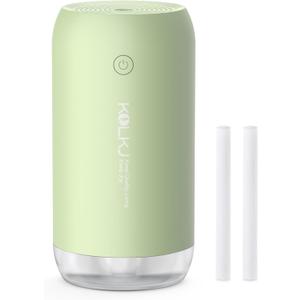 Portable Mini Humidifier, 350ml Small Cool Mist Humidifier for Plants, USB Personal Desktop Humidifier for Bedroom Car Office Travel with Auto Shut-Off & 2 Mist Modes (Green)