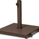 Patio Umbrella Base 40lbs Outdoor Umbrella Stand with Wheels, Heavy Duty Square Concrete Stand Market Umbrella, Brown
