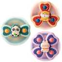 TOHIBEE 3-Piece Animal Suction Cup Spinner Toys for 1-3 Year Old Boys & Girls - Sensory Toys for Toddlers 12-18 Months - First Birthday Gifts