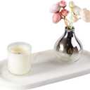 Koville Natural Marble Tray for Bathroom Countertop, Marble Storage Trays for Perfume, Cosmetics, Jewelry, Vanity Tray Stone Trays for Kitchen, Decorative Tray for Dresser Organizer(Calacatta White) (12" x 6" x 0.7")