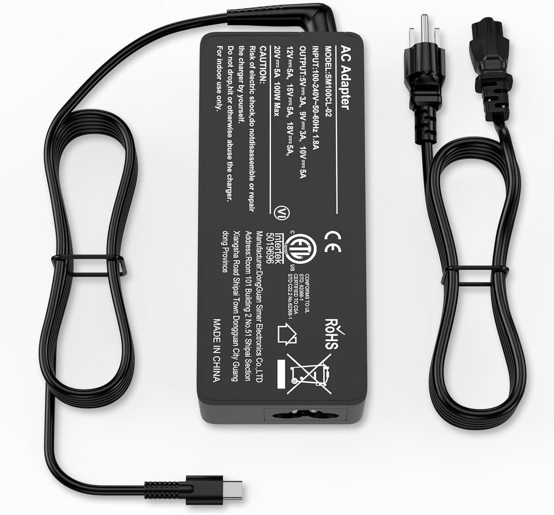 100W USB C Charger Universal Power Adapter Replacement for Lenovo, Acer, Dell, Asus, HP, Mac Book Pro/Air 16, 15, 14, 13 Inch,iPad Pro, Chromebook