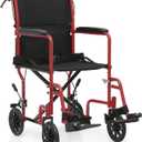 monicare Lightweight Wheelchair for Adults, with Locking Hand Brakes, 8 Inch Rear Wheels and Back Folds Down User-Friendly Transport Compact 16 Inch Seat Wheel Chair, 250 lbs Weight Capacity, Red (Red 16" Wide Seat)