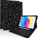 Case Keyboard for iPad 11th (A16) 11-inch 2025 / Gen 10th 10.9in 2022, Detachable,Rechargeable, Magnetically Absorbent, Pencil Holder for 10.9 inch Case with Keyboard-Leopard Black Grey