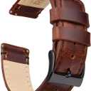 Ritche Christmas Gift Quick Release Leather Watch Band Leather Watch Strap 18mm 19mm 20mm 21mm 22mm 23mm or 24mm for Men and Women, White Elephant Gifts, Stocking Stuffers For Men