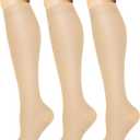 Compression Socks for Women and Men Circulation (3 Pairs) - Best for Nursing,Running,Travel Knee High Socks (Large-X-Large, 00 Nude)