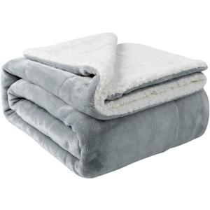 NANPIPER Sherpa Blanket Twin Thick Warm Blankets for Winter Bed Super Soft Fuzzy Flannel Fleece/Wool Like Reversible Velvet Plush Fabric(Light Grey Twin Size 60"x80")