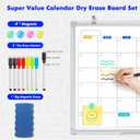 Dry Erase Calendar Whiteboard for Wall, 36" x 24" Magnetic Monthly White Board Calendar Dry Erase, Wall Hanging Aluminum Frame with Tray for Home, School, Office (Silver Frame)