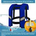 Automatic Inflatable Life Jacket for Adults – Adjustable Buoyancy Vest with Manual Override,Reflective Strips & Safety Whistle for Boating, Kayaking, Surfing & Swimming.