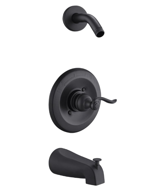 Replacement for Delta Shower Faucet Trim Kit, Shower Arm, Shower Handle& Tub Spout, (Valve& Catridge Not Inclued) (With Tub Spout, Matte Black)