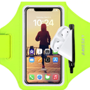 Cell Phone Running Armband with Zipper Pocket Armband Case Running Holder for iPhone 16 Pro Max/15/14 Pro Max/13/12 /11 Pro Max/XS/XR,Galaxy S20 S10,Sweatproof Arm Band with Card/Key Bag