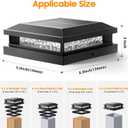 Solar Post Cap Lights 12 Pack, Upgraded Outdoor Fence Post Lights for 4x4 4.5x4.5 5x5 Vinyl/Wood Posts, Black Deck Posts Cap Light Solar Powered with Warm White/Cool White for Garden Patio Porch