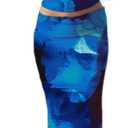 ksotutm Two Piece Sets for Women Maxi Skirt Set Printed Halter Top and Maxi Skirt Going Out Outfits (Small, Blue)