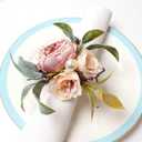 Handicraft Flower Napkin Rings Set of 6 Spring Napkin Rings Rose Napkin Holders Vine Design Napkin Holder Rings Table Decorations