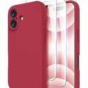 OTOFLY Compatible with iPhone 16 Case, Compatible with MagSafe, Shockproof Magnetic Silicone Case for iPhone 16, [Military Grade Protection] [2 Pack Screen Protectors], Viva Magenta