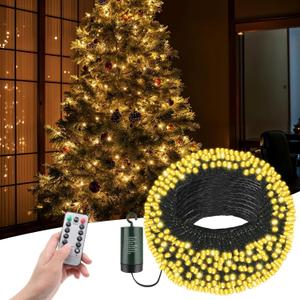 Battery Christmas Lights with Remote, 66ft 200LED Fairy Lights Battery Operated with Timer 8 Modes Waterproof for Outdoor Party Holiday Xmas Christmas Trees Decoration (Warm White)