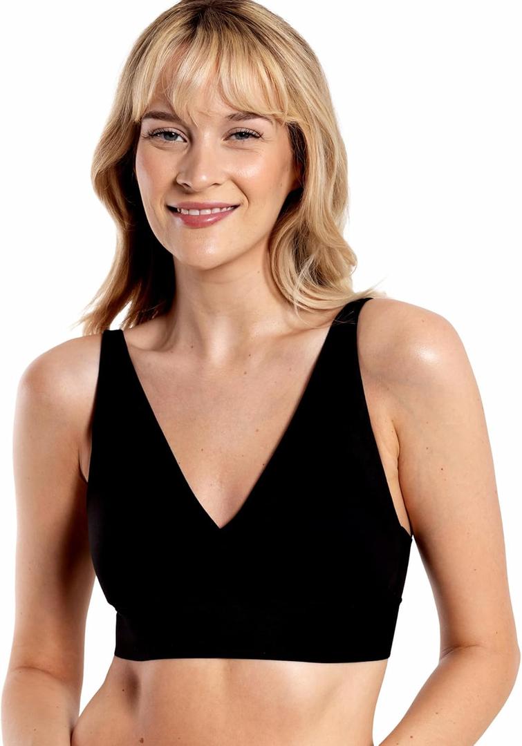 Floatley Cozy Wireless Plunge Bra for Women, Buttery Soft Comfort Seamless Everyday Bra with Embedded Pad (Medium, Black) Floatley Cozy Wireless Plunge Bra for Women, Buttery Soft Comfort Seamless Everyday Bra with Embedded Pad (Medium, Black)