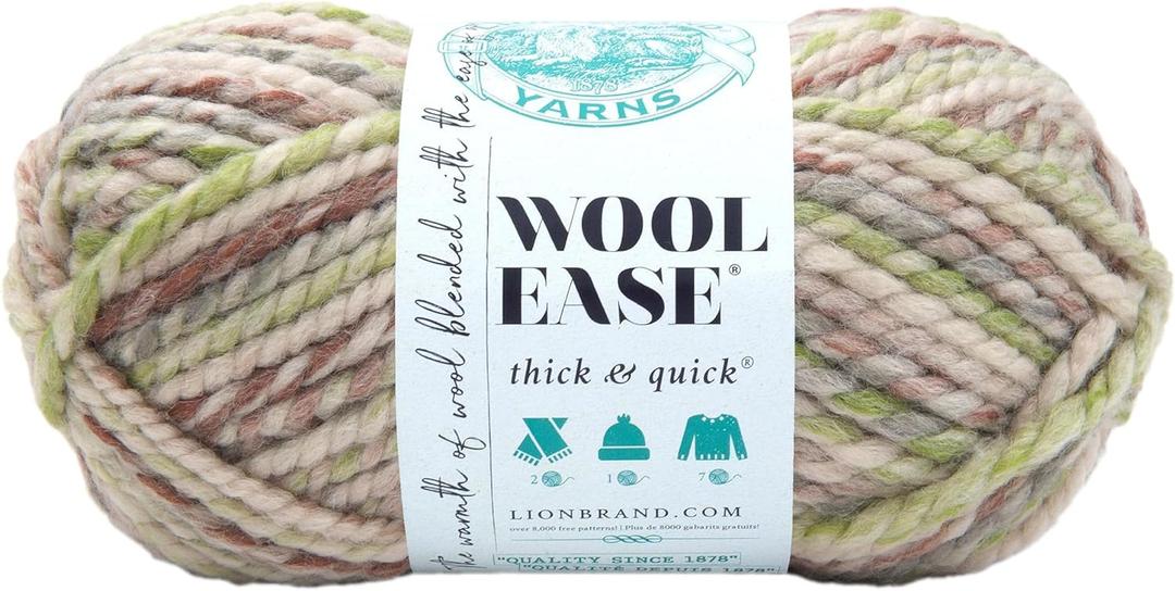 Lion Brand Yarn Wool-Ease Thick & Quick Yarn, Soft and Bulky Yarn for Knitting, Crocheting, and Crafting, 1 Skein, Fern