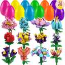 12 Pcs Easter Basket Stuffers Flower Building Blocks Eggs Prefilled Plastic Easter Eggs with Building Blocks for Basket Stuffers Toys Egg Hunt for Boys Girls Party Favors