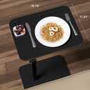 Black Side Tray Table for Couch - 360° Swivel Adjustable Height Rotating Sofa Table C Table End Table Laptop Desk with Phone & Tablet Slot, Perfect for Eating Working Reading, Fits Small Spaces