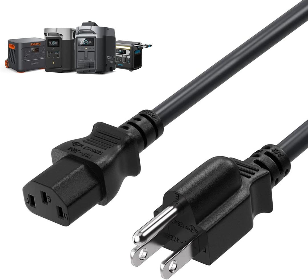 Heavy-Duty Power Station Charging Cable, Fast Charging Cable for Jackery Explorer 2000/1500/1000 Pro,Ecoflow Delta/River Series,Bluetti EB3A;Anker 757/767,125Volt 15Amps Universal AC Power Cord(6FT)