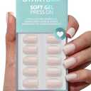 BTArtbox Press On Nails Square - Pastel Short Press On Nails with Glue for Women, Opaque Soft Gel Glue On Nails in 16 Sizes - 32 Stick On Nails Kit, Brief Nude