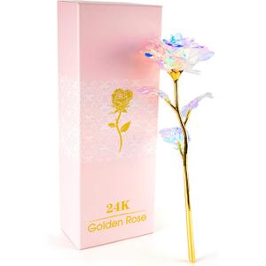 Gifts for Women Mom Birthday Gifts Galaxy Rose Glass Flowers Forever Eternal Roses Artificial Flowers Mothers D Gifts for Grandma Wife Daughter Sister Kids (Colorful)