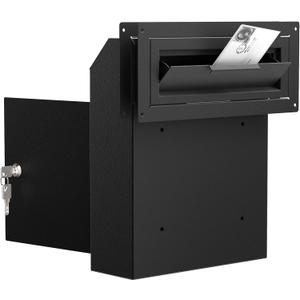 Through The Door Mail Drop Box - 1.2mm Steel Payment Dropbox - Door Mount Theft Proof Mailbox - Locking Deposit Drop Box for Night Key, Deposit, Cash, and Rent (Black)