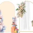 Metal Arch Backdrop Stand and Cover Set, 7.2FT Beige Reusable Spandex Fitted Backdrop Cover and Gold Wedding Arch Frame for Baby Shower, Birthday, Parties Decoration.