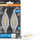 Sylvania LED TruWave Natural Series Dcor B10 Light Bulb, 40W Equivalent, Efficient 4W, Candelabra Base, 350 Lumens, Dimmable, Clear 5000K, Daylight - 2 Pack (40791)