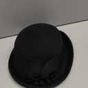 ORIDOOR Women Vintage Wool Felt Flowers Bucket Cloche Bowler Hat Church Wedding Dress Fascinator Hat Winter Felt Fedoras (One Size, 012-black)