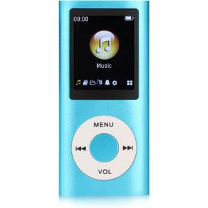 MP3 Player, Portable Lossless Sound Slim MP3 Music Player with Earphone, 1.8 Inch LCD Screen Digital Music Player, Support Up to 64GB (Blue)