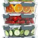KOMUEE 5 Packs Glass Meal Prep Containers with Lids, Glass Food Storage Containers Set, Airtight Lunch Containers, Microwave, Oven, Freezer and Dishwasher Safe, Gray