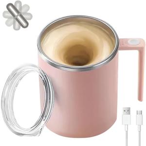 TLINNA Self Stirring Mug,Self Stirring Coffee Mug,Suitable for Coffee, Milk, Cocoa and Other Beverages (Pink, 12 Ounces)