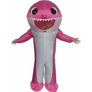 Inflatable Costume Adult Blow Up Shark Costume For Halloween Birthday Gift Role Playing Game Party Costumes (Rose Red)