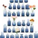 36Pcs Bud Vases Set Small Vintage Glass Bottles Bud Vases in Bulk Multiple Shape Cute Glass Vases for Rustic Wedding Centerpieces Table Decorations and Home Decor(Blue)