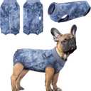 SAWMONG Recovery Suit for Dogs Female Male, Cotton Breathable Dog Onesie After Surgery Spay Neuter, Professional Pet Surgical Suit, Substitute E-Collar Cone (Tie-dye Blue, XS) (X-Small (Back: 7.9", Weight: 2.5-3 lb))