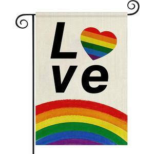 3 x Pride Garden Flag, Rainbow Progress Pride Flags, Double Sided LGBTQ Progress Yard Flag 12x18 Inch for Lesbian Gay Bisexual Pride Month Yard Outdoor Decorations (Love4)