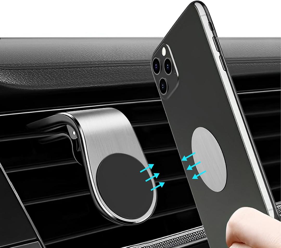 Car Vent Phone Mount Secure Clip Magnetic Phone Holder for Car Vent Universal Phone Mount with Strong Magnetic Grip Silver