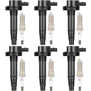 ECCPP UF553 6 ignition coils with 6 iridium Spark Plugs for ford for Lincoln Edge Flex F150 Explorer Fusion Taurus MKS MKX MKZ CX-9 3.5L 3.7L V6 2007-2017 DG-520 UF553 UF-553