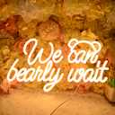 Planzo We Can Bearly Wait Led Neon Light SIgn Baby Shower Wedding Baby Kids Room Nursery Bedroom Hanging Wall Sign Decor USB Bear Light Up Sign 15.7"x8.7"