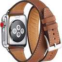 Bestig Bands Compatible with Apple Watch Band 40mm 41mm 38mm 42mm(Series 10 11) Women Men, Genuine Leather Double Tour Designed Slim Thin Strap for iWatch SE1/2/3 Ultra 3/2/1 Series 9 8 7 6 5 4 3 2 1