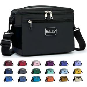 BEIMILY Lunch Box for Men/Women, Small Insulated Lunch Bag, Leak-Proof Soft Cooler Tote Bag, Reusable LunchBox for Work, Travel, Fitness, Picnic with Adjustable Shoulder Strap for Adults (Black)