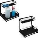 Amazon Basics L-Shape Under Sink Storage Pull Out Cabinet Organizer, Black, Pack of 2