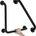 L-Shaped Shower Grab Bar 16x16 Inch, Zepolu Stainless Steel Matte Black Safety Grab Rail, Bathroom Mobility Aid Handrail, Wall Mounted Balance Support Bar Assist Handle for Senior Elderly Handicap
